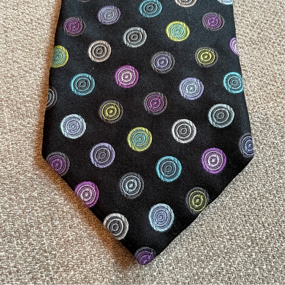 Ted Baker 100% Silk Made in America Men's Multicolor Circles Tie Professional - Picture 2 of 11